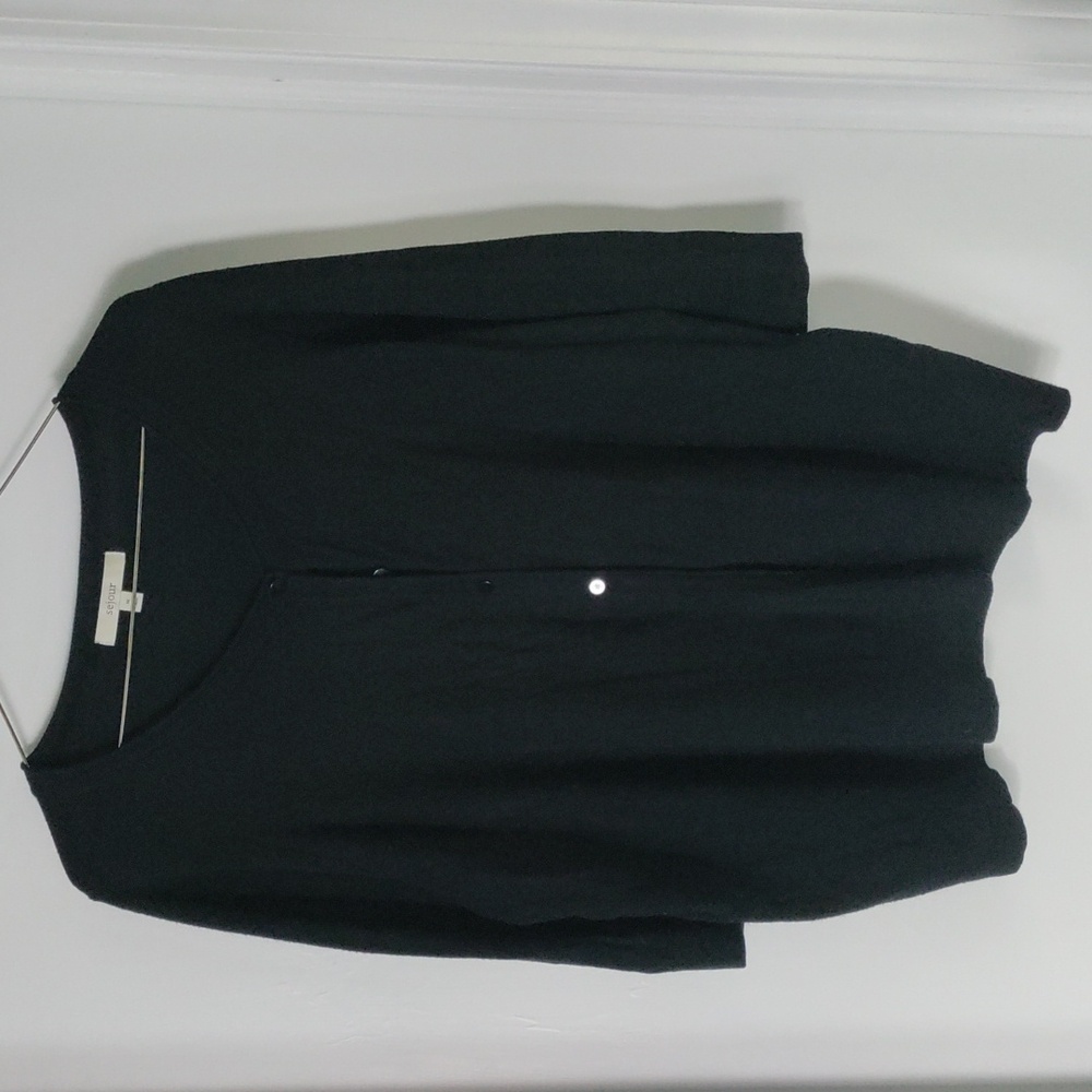 Sejour Women's Black Sweater  3/4 Sleeve Cardigan - Size 1X  - EUC